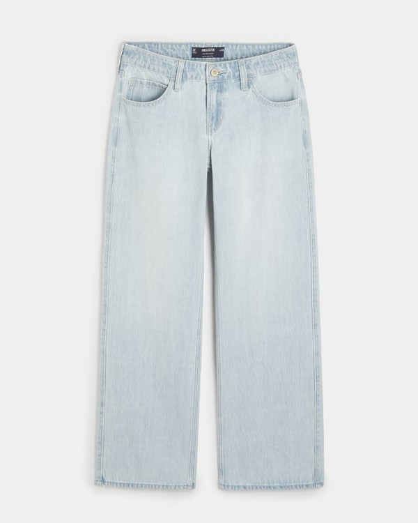 Women's Low-Rise Light Wash Baggy Jeans | Women's Bottoms | HollisterCo.com | Hollister (US)