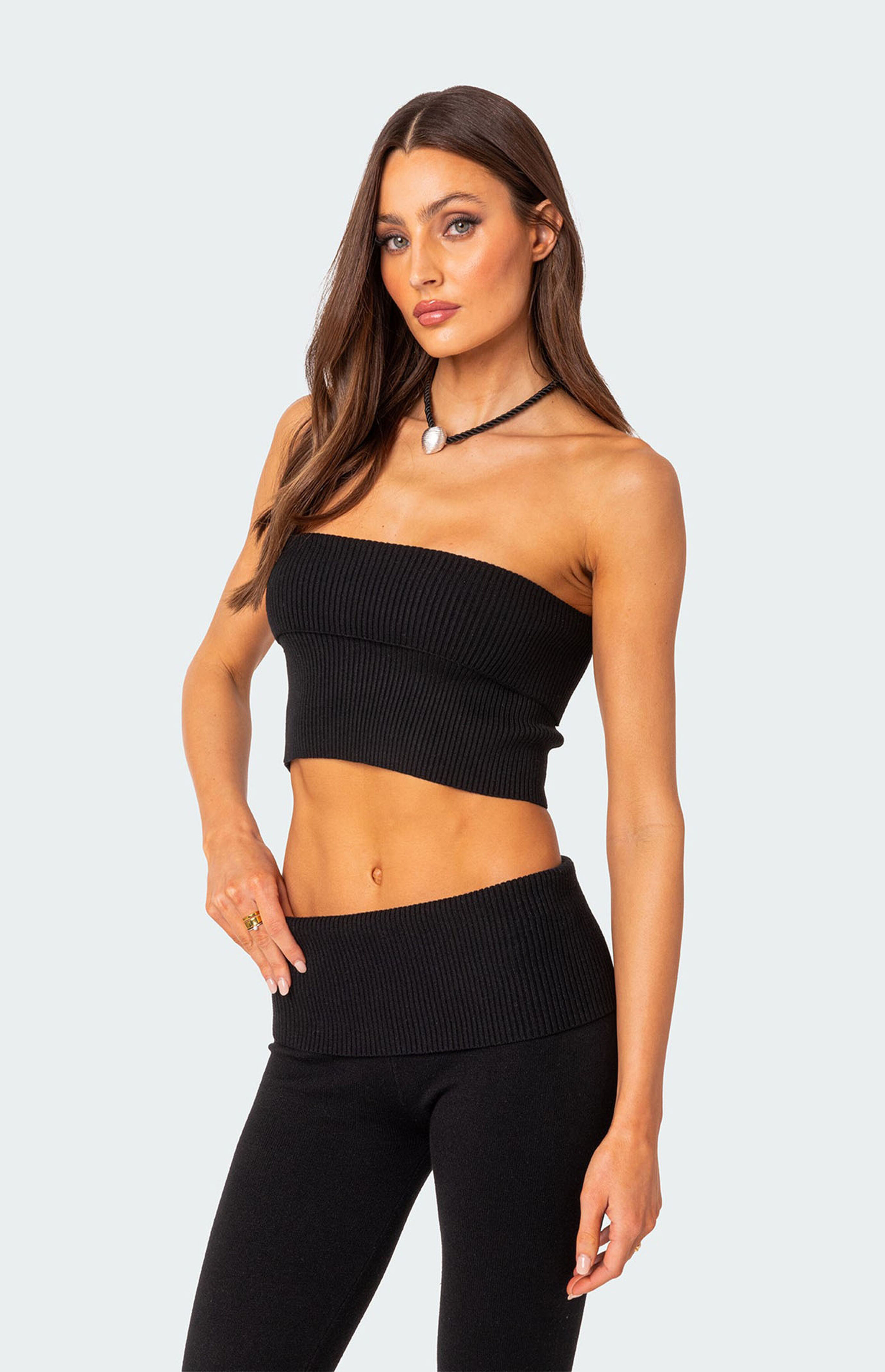 Edikted Desiree Fold Over Knit Tube Top | PacSun