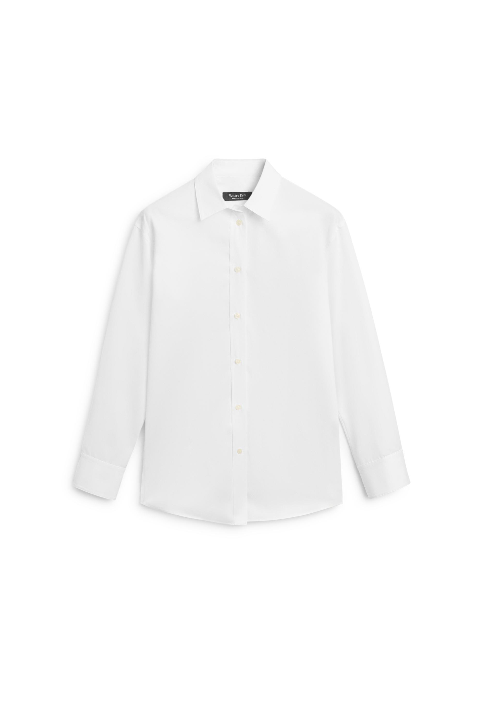 Oversize 100% cotton poplin shirt - WHITE | Massimo Dutti US
