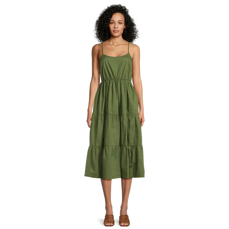 Time & Tru Women's Spaghetti Strap Tiered Dress | Walmart (US)