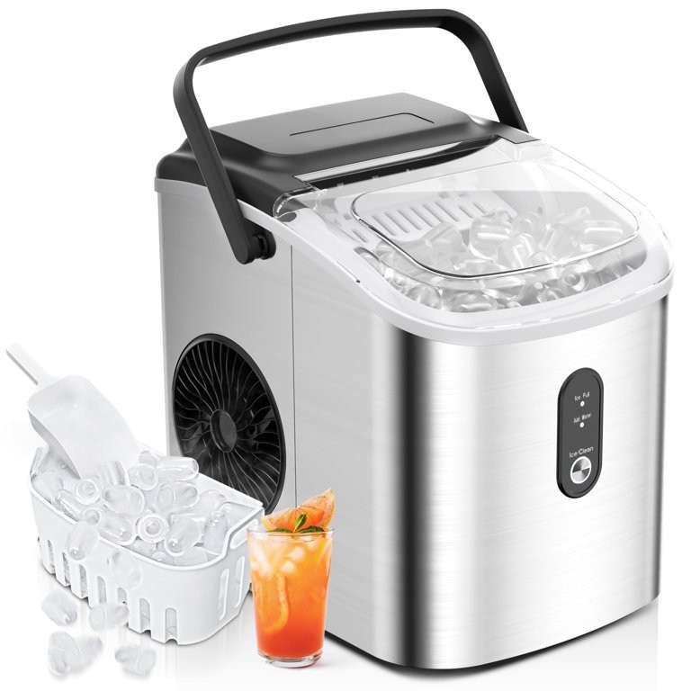 Simzlife Countertop Ice Maker with Handle, 9 bullet ice in 6 Mins, 26Lbs/24H, Self-Cleaning, Port... | Walmart (US)