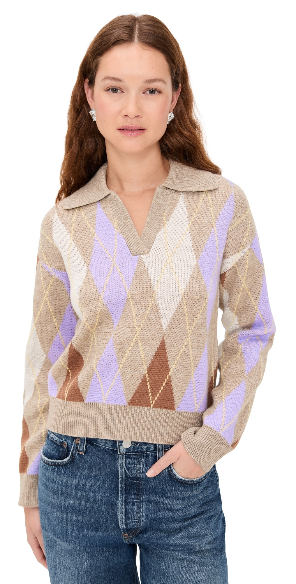 LE BOP Argyle Polo Ivory Multi S | Shopbop