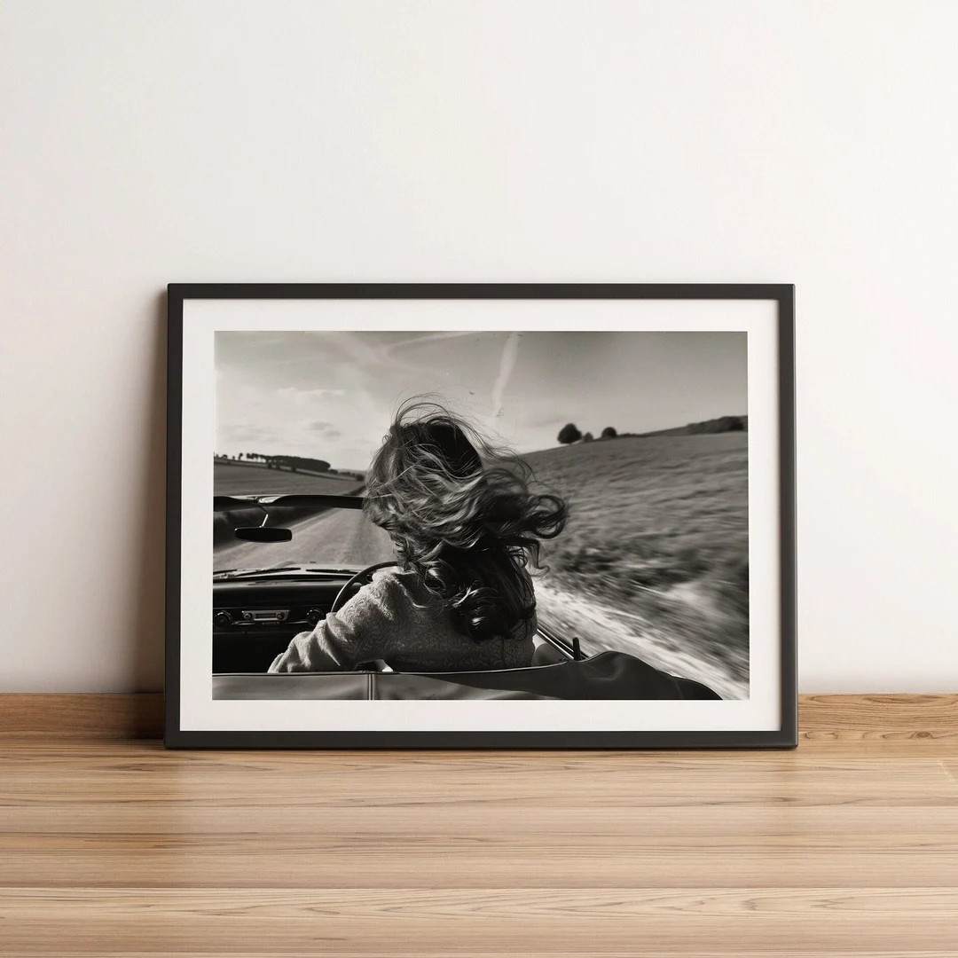 WOMAN IN CAR | Digital Print for Download | Wall Art | 50s Vintage Style | Black and White - Etsy | Etsy (US)
