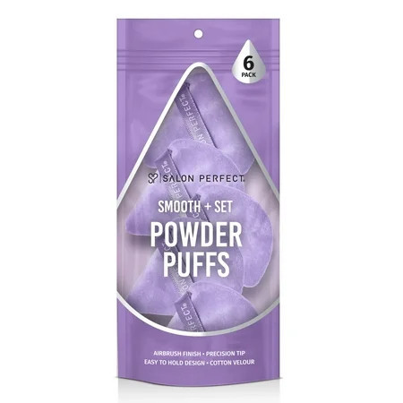Salon Perfect Smooth & Set Soft Powder Puffs Face Makeup Triangle Sponge Applicators Reusable 6-Pack | Walmart (US)