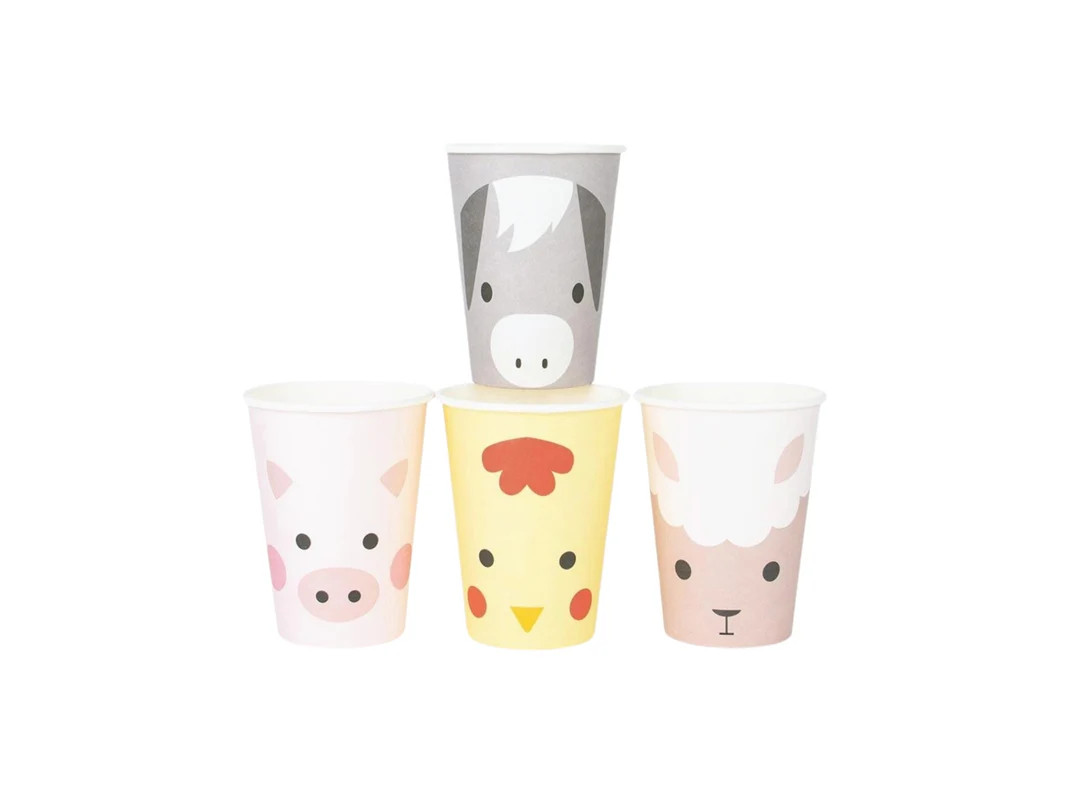 Barnyard Animals Paper Cups 8ct | On The Farm Birthday Party | Farm Party Decor | Farm Baby Showe... | Etsy (US)
