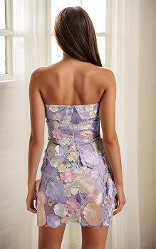 Jamille 3D Floral Applique Homecoming Dresses Embroidered Mini Prom Dress for Teens Strapless Eve... | Amazon (US)
