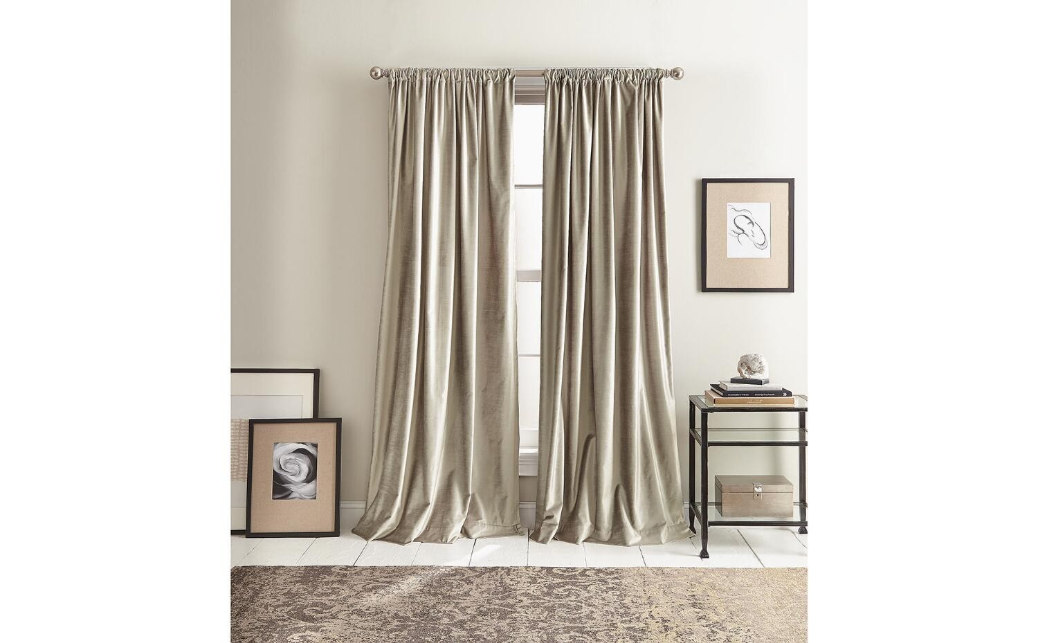 MODERN KNOTTED VELVET CHAMPAGNE WINDOW PANEL | DKNY