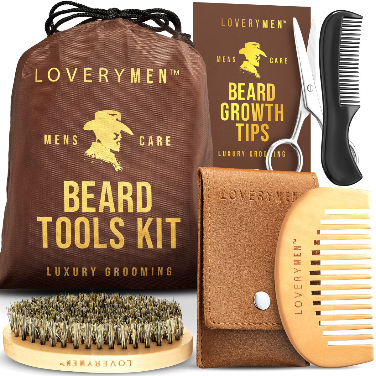 Fathers Day Gifts LOVERYMEN Beard Tools Kit: Premium Comb, Shears, Brush, Comb To-Go, & Travel Po... | Target