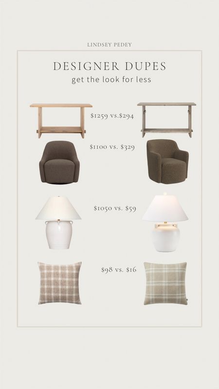 Designer Dupes: get the look for less! 



Designer dupe , look for less, Wayfair sale , McGee & co. , accent chair , console table , table lamp , throw pillow , Walmart home , Walmart deals , tj Maxx , Marshall’s , Walmart finds , living room , entryway 

#LTKHome #LTKSaleAlert #LTKFindsUnder50