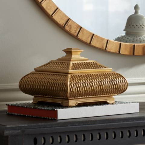 Bangkok Shiny Gold Decorative Square Jewelry Box | Lamps Plus