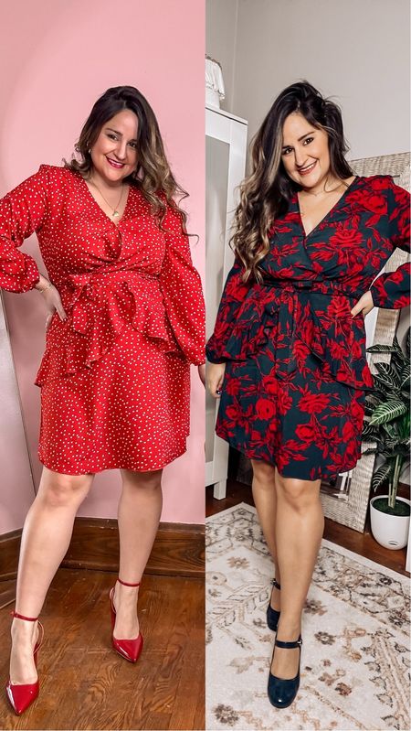 The perfect Valentine’s Day dress! This has been my bestseller for years and for good reason! I love a long sleeve dress and this has a snap to secure the wrap neckline! It’s the perfect length and tts, if anything it runs large.

Which is your favorite the red and white polka dot or the red floral dress?

Would also be a perfect wedding guest dress too!

Wearing size 14/16 on the left and 12/14 on the right. Prefer 12:14!

Midsize
Curvy
Valentines
Galentines
Red heels
Blue heels
Mary Jane heels
Red dress
Knee length dress

#LTKmidsize #LTKshoecrush #LTKSeasonal