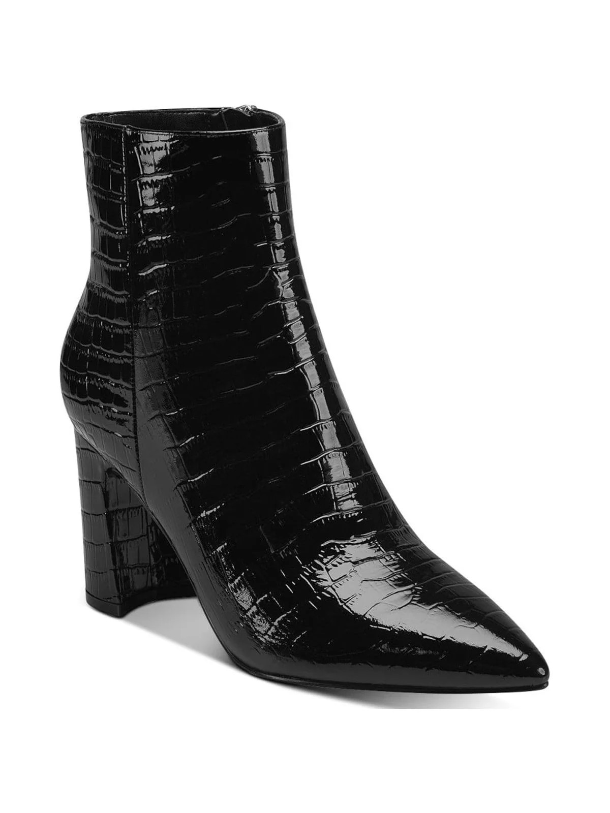 MARC FISHER Womens Black Crocodile Padded Daith Pointed Toe Block Heel Zip-Up Leather Booties 5.5... | Walmart (US)