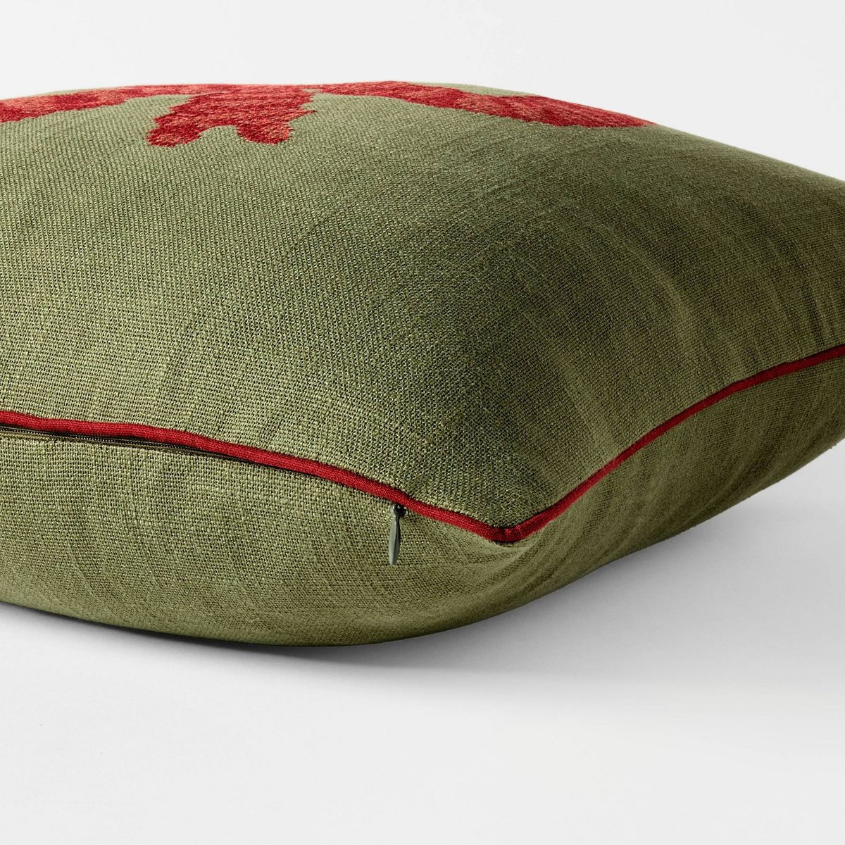 20"x20" Dark Green with Red Bow Pillow - Threshold™ designed with Studio McGee | Target