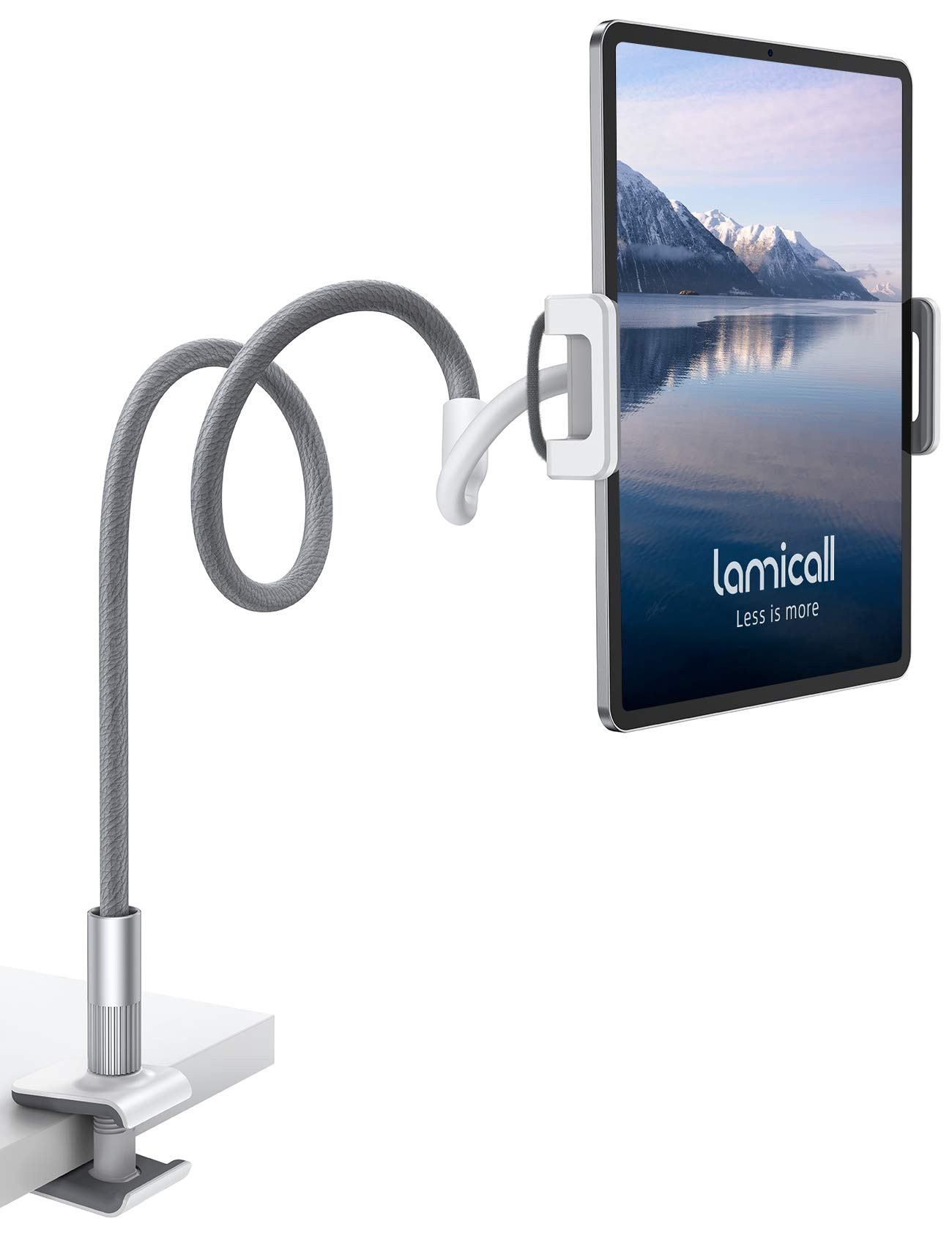 Lamicall Gooseneck Tablet Holder, Tablet Stand : Flexible Arm Clip Tablet Mount Compatible with iPad mini Pro Air, Kindle, Switch, Galaxy Tabs, More 4.7-10.5" Devices - Gray | Amazon (US)