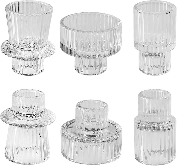 Taper Glass Candlestick Holders Tealight Candle Holders Votive Candle Stick Holder for Table Cent... | Amazon (US)