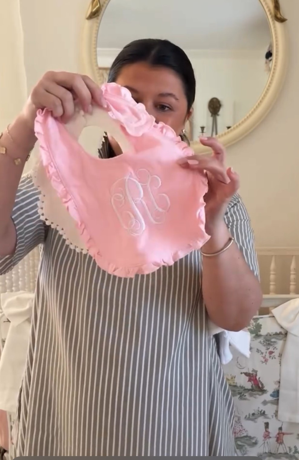 Cotton ruffle monogrammed bib with matching burp cloth for baby! 

#LTKmomlife #LTKKids #LTKBaby