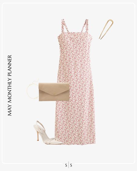 Monthly outfit planner: MAY: Spring looks | floral dress, strap heels, hair pin

Mother’s Day outfit, baby shower, graduation 

See the entire calendar on thesarahstories.com ✨ 


#LTKstyletip