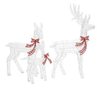 54 in. 3-Piece Deer Family Outdoor Christmas Decoration Set with Lights and Timer | The Home Depot