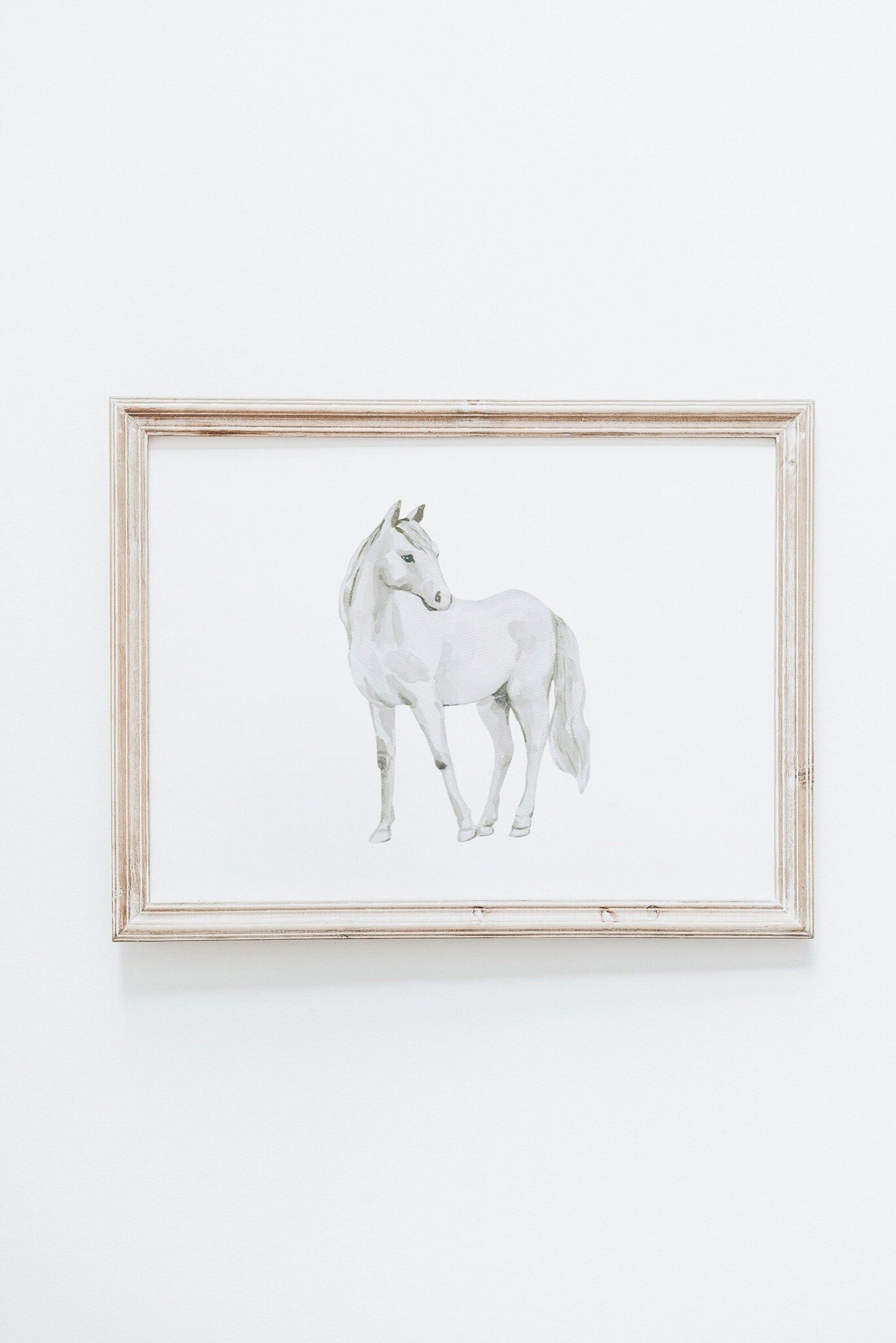 White Horse Print, Horse Wall Art, Nursery Prints, Horse Nursery, Farm Nursery, Watercolor Horse,... | Etsy (US)