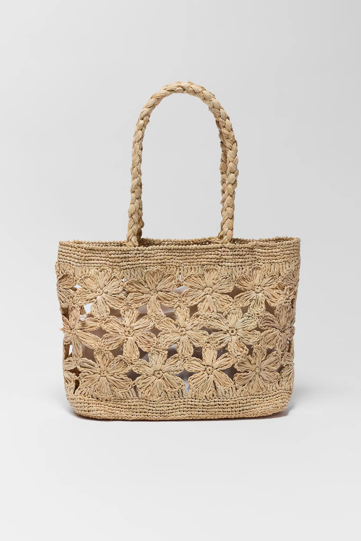 Tan Floral Woven Tote | Avara