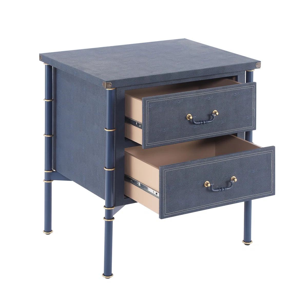 Mariner Coastal Vintage PU Leather Upholstered Nightstand with 2 Drawers | Wayfair North America