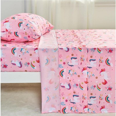 Joyfy Kids Full Sheet Set Unicorn - 4 Piece Soft Microfiber Bed Sheets - Cozy Toddler Bedding Set for Boys Girls Teens (Pink Unicorn) | Target