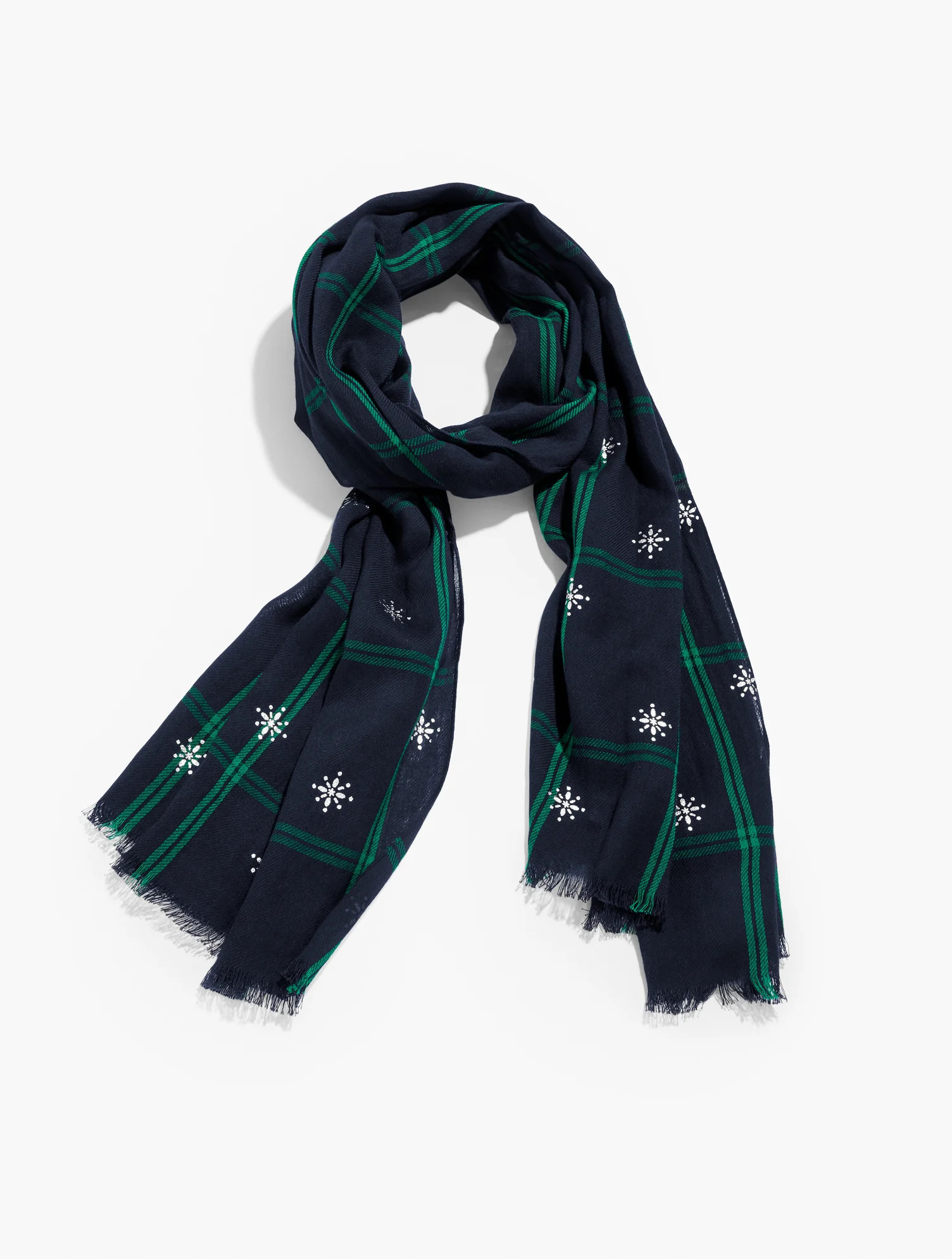 Enchanting Black Watch Oblong Scarf - Indigo - 001 - 100% Cotton Talbots | Talbots