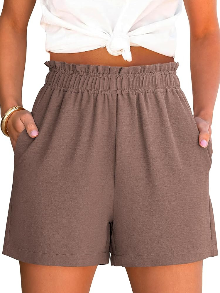 ANRABESS Shorts for Women,Dressy Casual Elastic High Waisted,Comfy Lightweight Airy,Summer Shorts... | Amazon (US)