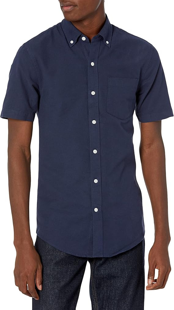 Amazon Essentials Men's Slim-Fit Short-Sleeve Pocket Oxford Shirt | Amazon (US)