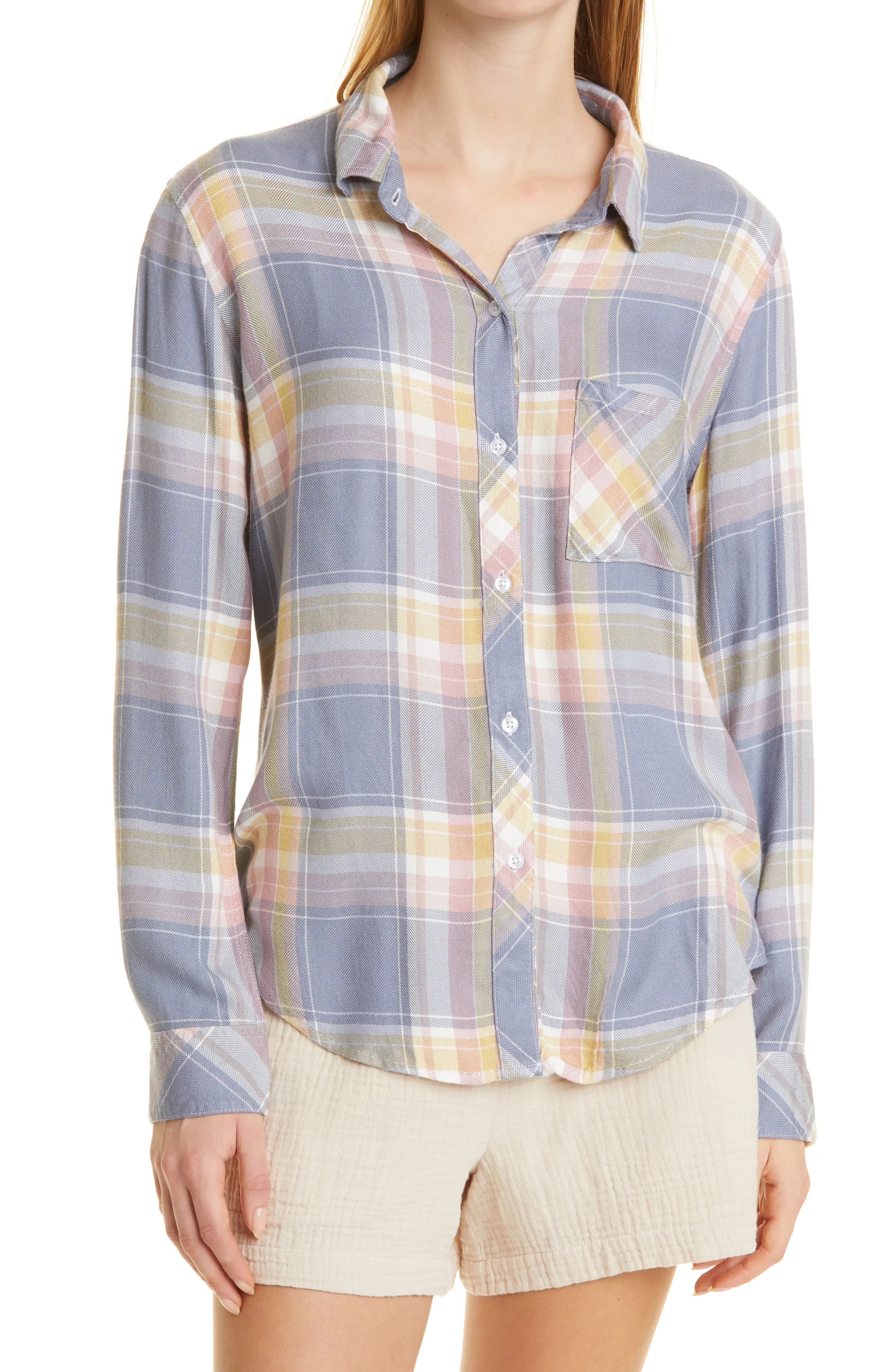 Rails Women's Hunter Plaid Button-Up Shirt in Periwinkle Pink Yellow at Nordstrom, Size Medium | Nordstrom