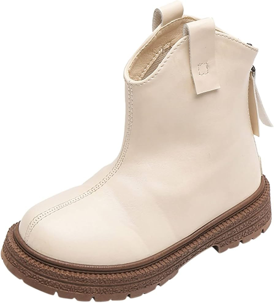 Girls Ankle Boots, Girls Leather Shoes Waterproof Leather Short Boots Non Slip Breathable Nude Bo... | Amazon (US)