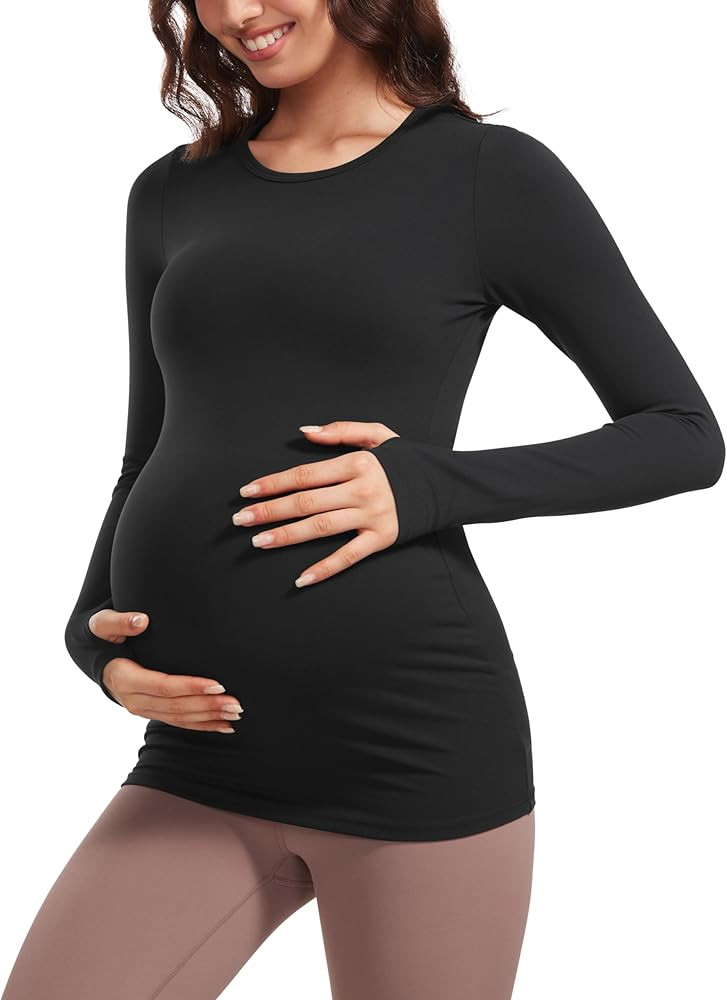 CRZ YOGA Womens Butterluxe Long Sleeve Maternity Tops Crewneck Pregnancy Basic Shirts Soft Athlet... | Amazon (US)