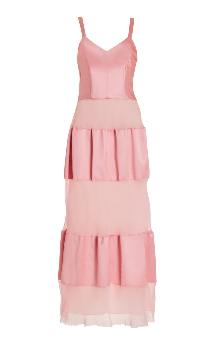 Satin & Chiffon Bustier Maxi Dress | Moda Operandi (Global)