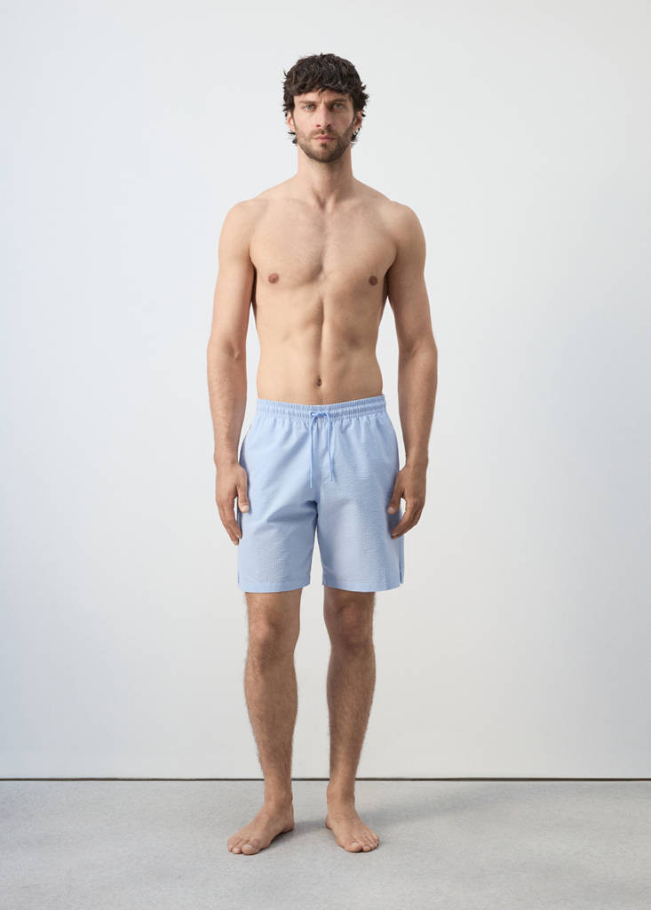 Seersucker striped swimsuit sky blue - Man - S - MANGO MAN | Mango (US/MX/AU)
