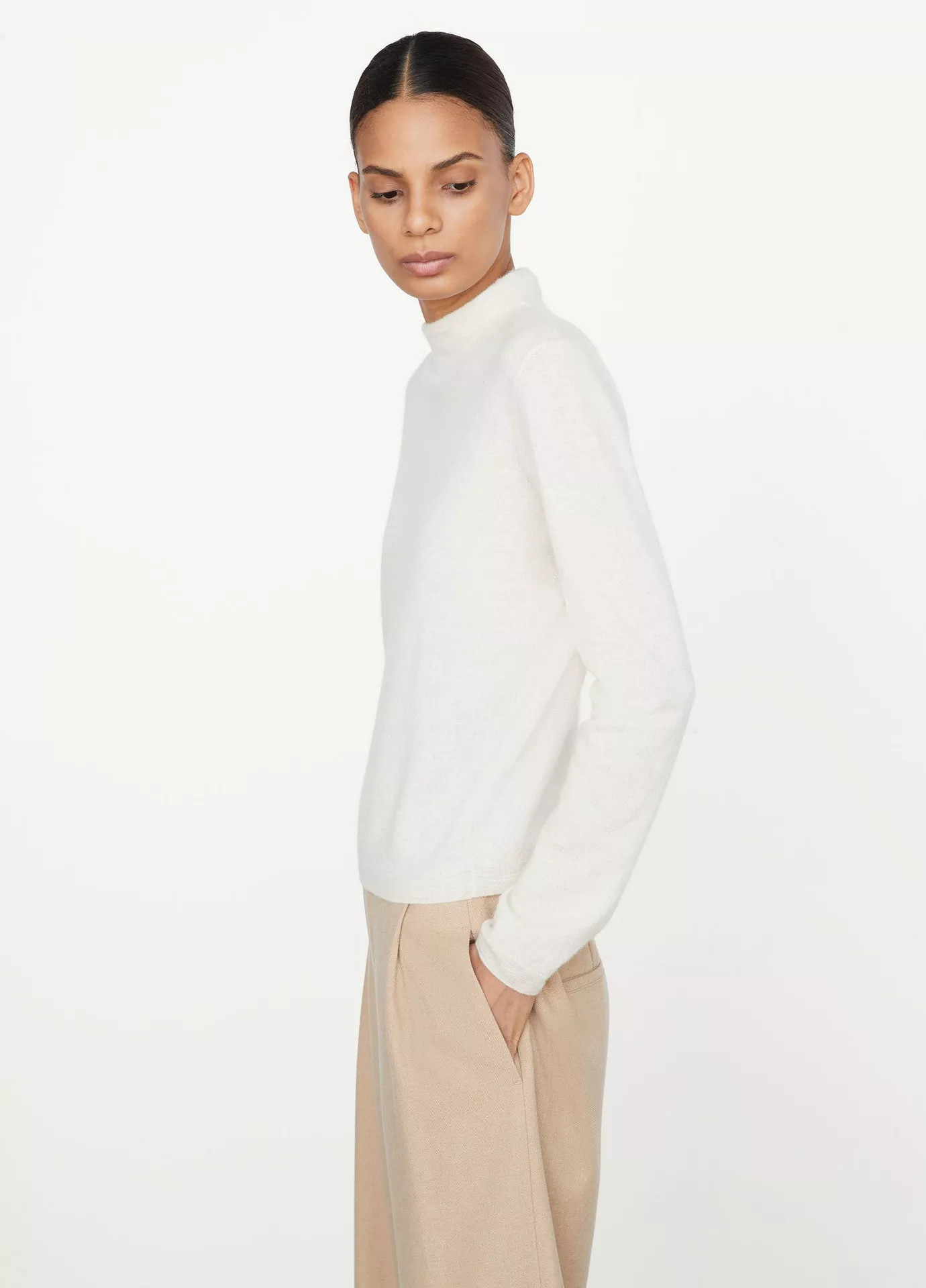 Lightweight Plush Cashmere Funnel Neck Sweater | Vince LLC