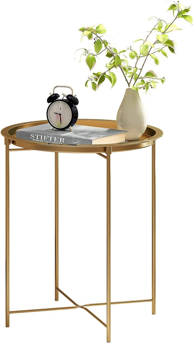 HOME BI Small Round End Table, Accent Side Table Nightstand with Removable Tray Top for Living Ro... | Amazon (US)