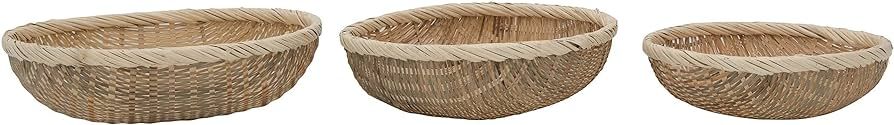 Bloomingville Hand-Woven Decorative Bamboo, Set of 3 Basket, Natural, 3 | Amazon (US)