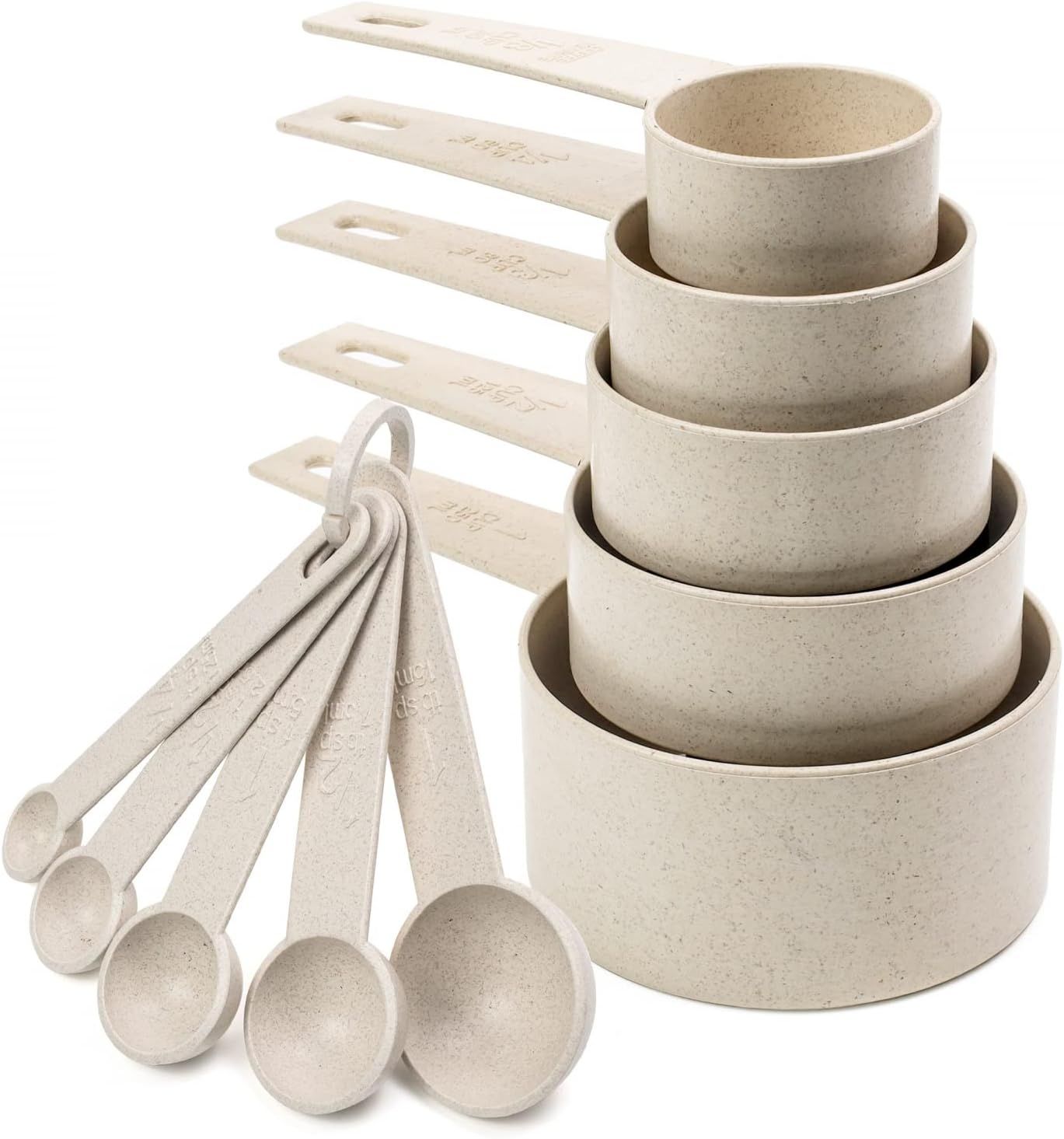 Beille Cream Wheat Straw Measuring Cups Spoons Set Cooking Baking Tools 10pc | Amazon (US)