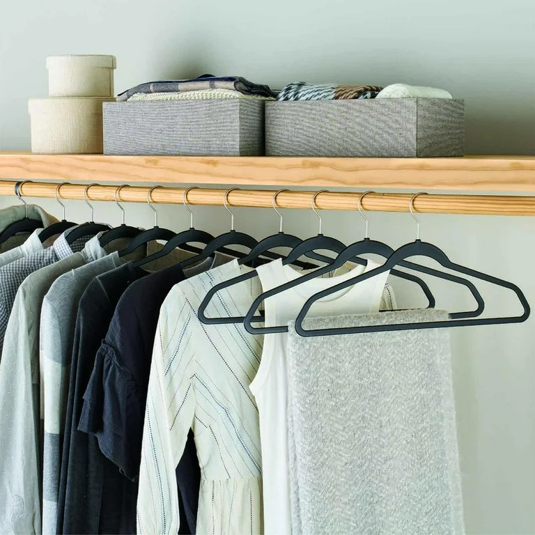 Better Homes & Gardens Rubber Hangers, Non-Slip Hangers, 30 Value Pack, Rich Black, Perfect for A... | Walmart (US)