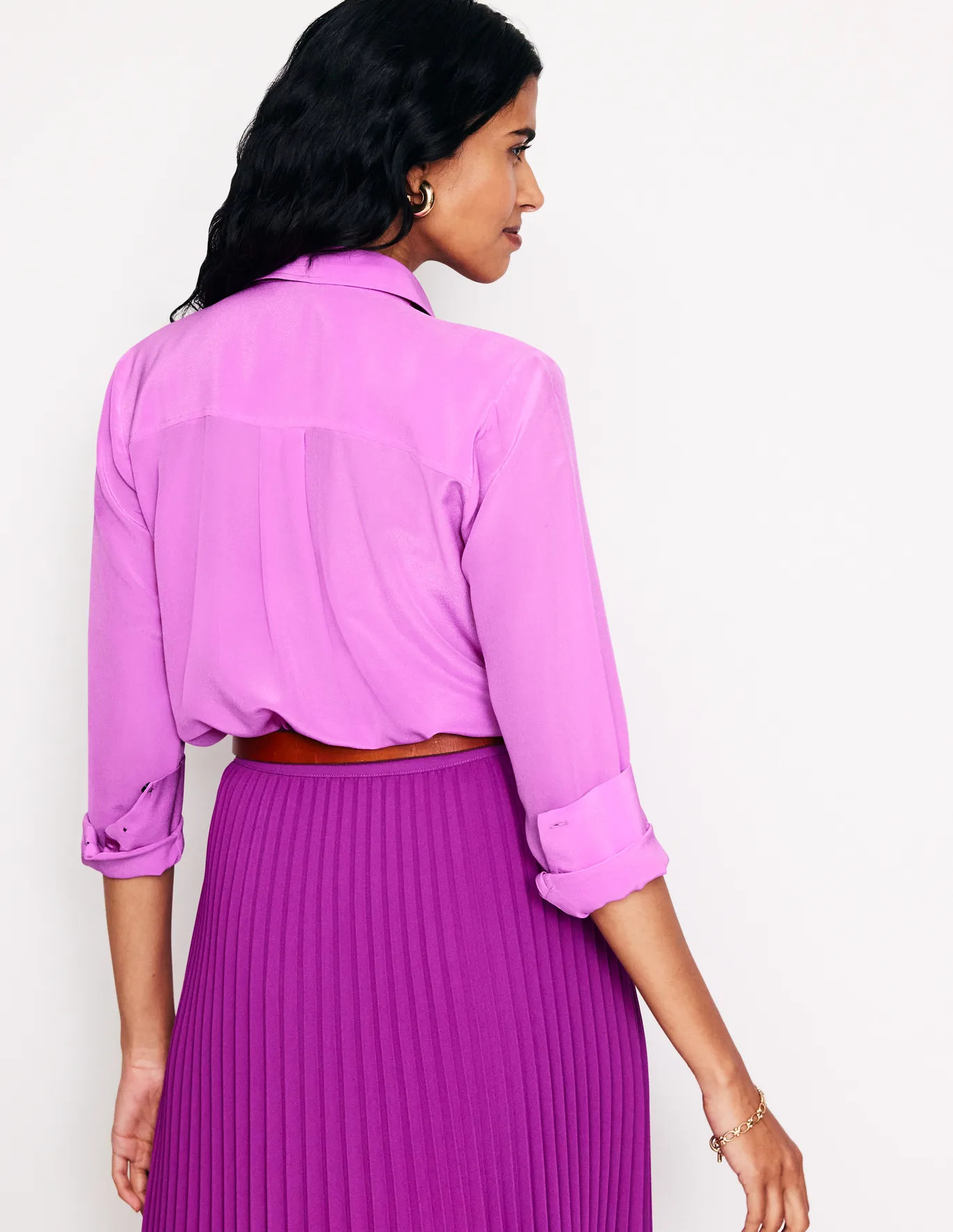 Sienna Silk Shirt - Foxglove Purple | Boden US | Boden (US)
