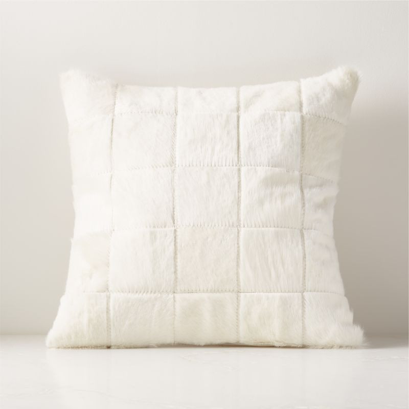 Match White Cowhide Modern Throw Pillow with Down-Alternative Insert 20" | CB2 | CB2