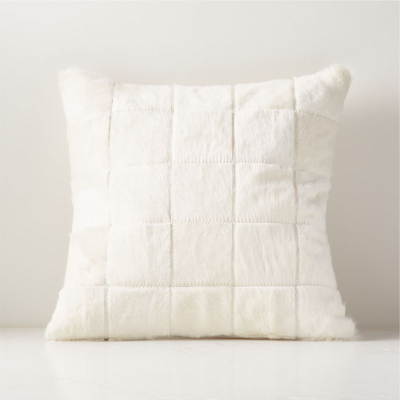 Match White Cowhide Modern Throw Pillow with Feather-Down Insert 20" | CB2 | CB2