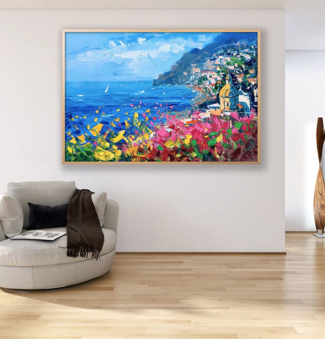Positano Painting on Canvas, Original Art, Amalfi Coast, Seascape Painting, Impressionist Art, Li... | Etsy (US)