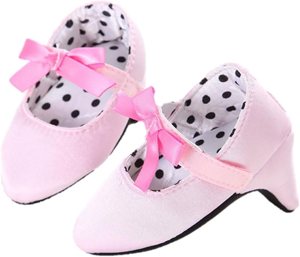 Newborn Baby Girls Princess Shoes with High Heels Bowknot Soft Sole Crib Shoes Infant Girl Photog... | Amazon (US)