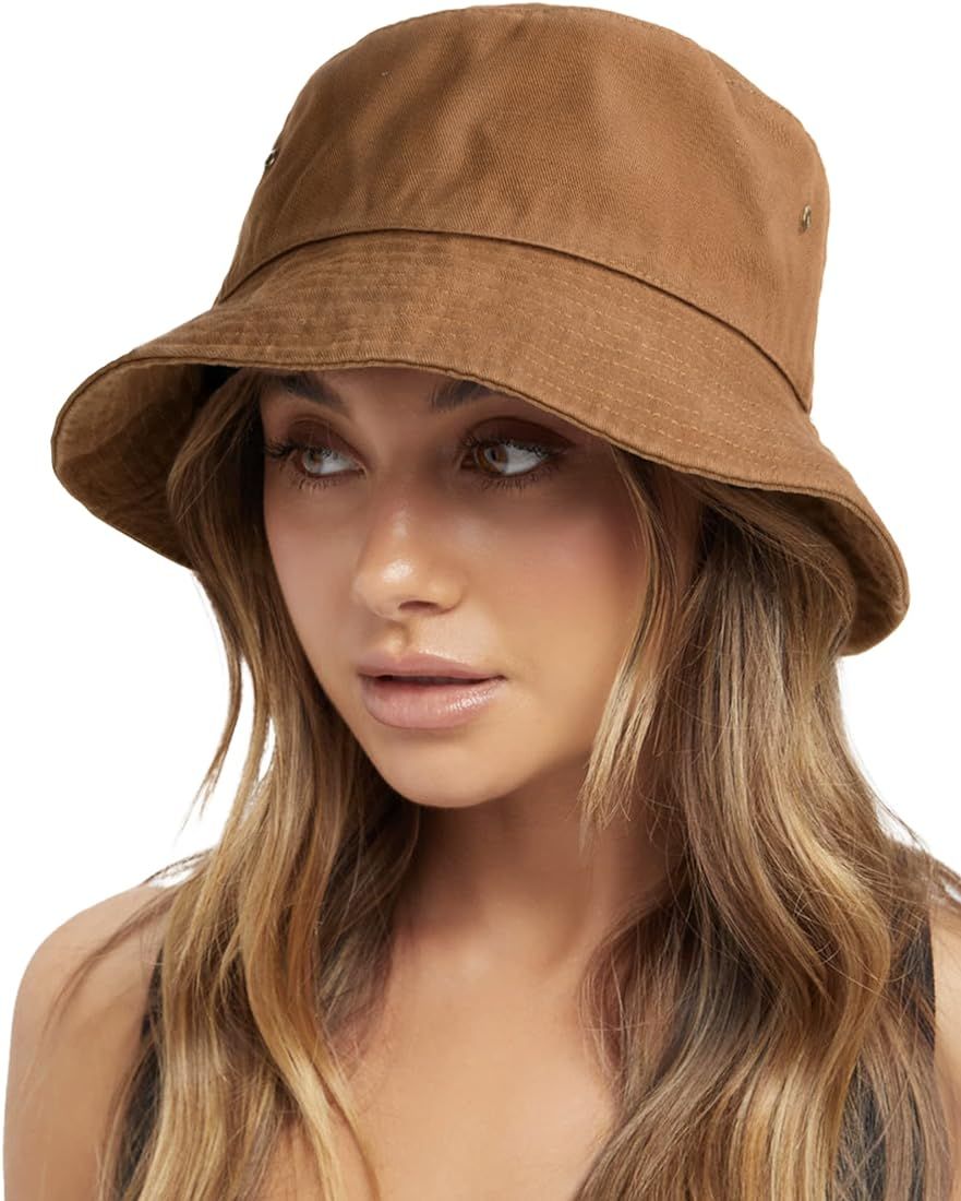 FURTALK Bucket Hats for Women Washed Cotton Packable Summer Beach Sun Hats Mens Womens Bucket Hat... | Amazon (US)