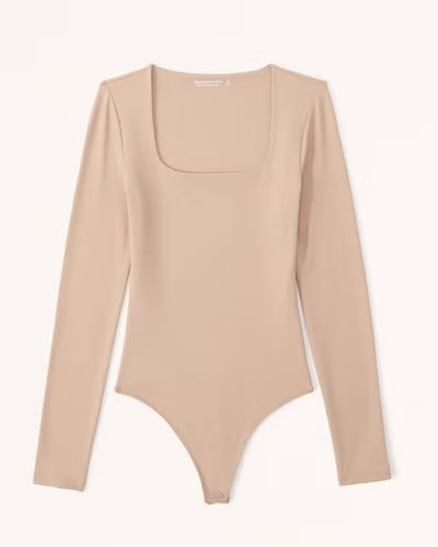 Long-Sleeve Seamless Fabric Soft Squareneck Bodysuit | Abercrombie & Fitch (US)
