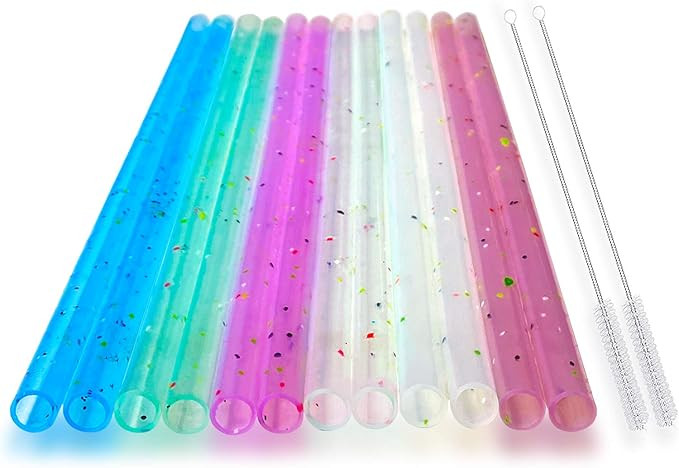 Reusable Silicone Drinking Straws, 12 Pcs Eco Friendly Silicone Straws 2 cleaning Brushes,for 30o... | Amazon (US)