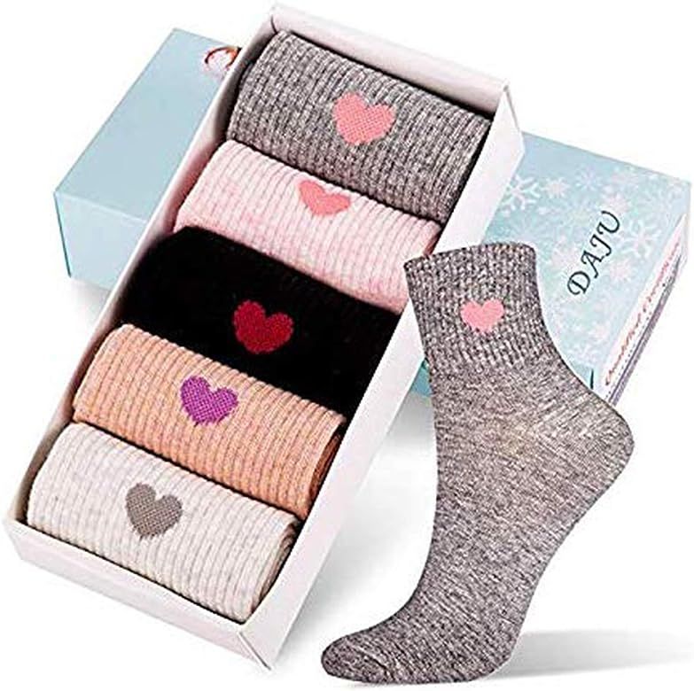 5 Pairs Women's Crew Socks Colorful Cotton Casual Athletic Socks(within Gift BOX) | Amazon (US)