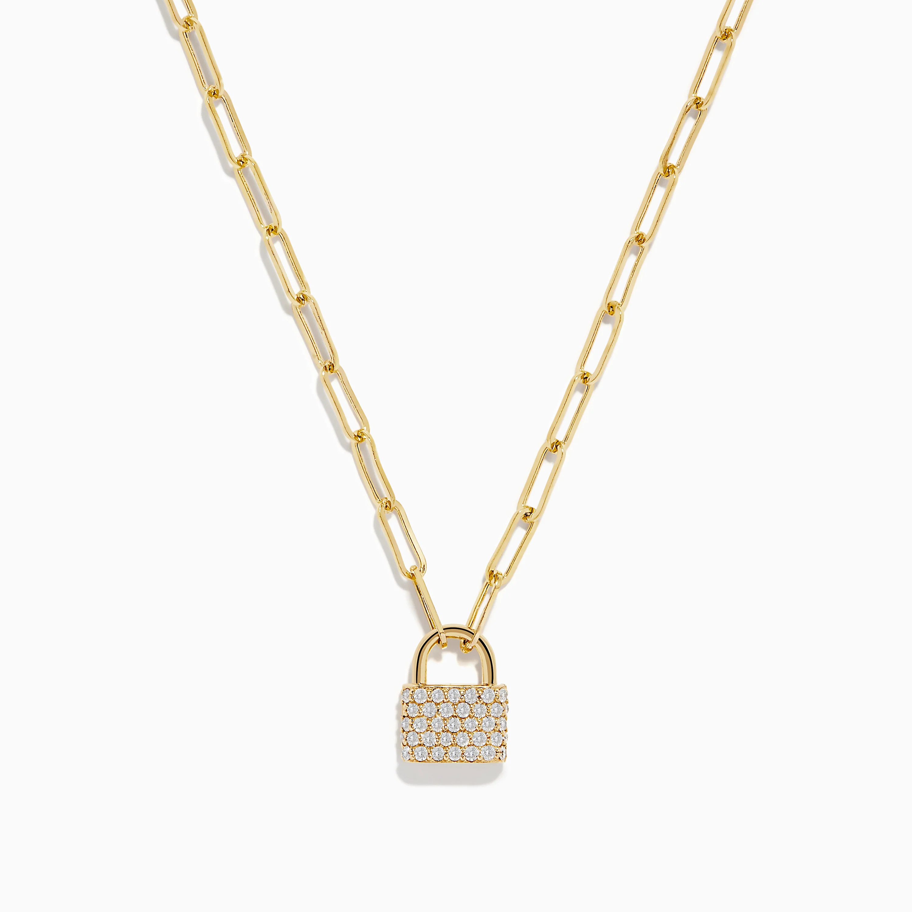 D'Oro 14K Yellow Gold Diamond Lock Pendant 0.26 TCW | Effy Jewelry