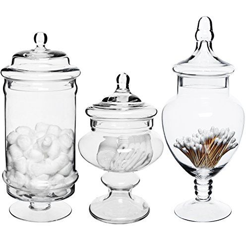 Set of 3 Deluxe Apothecary Jar Sets / Glass Kitchen Storage Jars / Terrarium & Home Decor Centerpiec | Amazon (US)